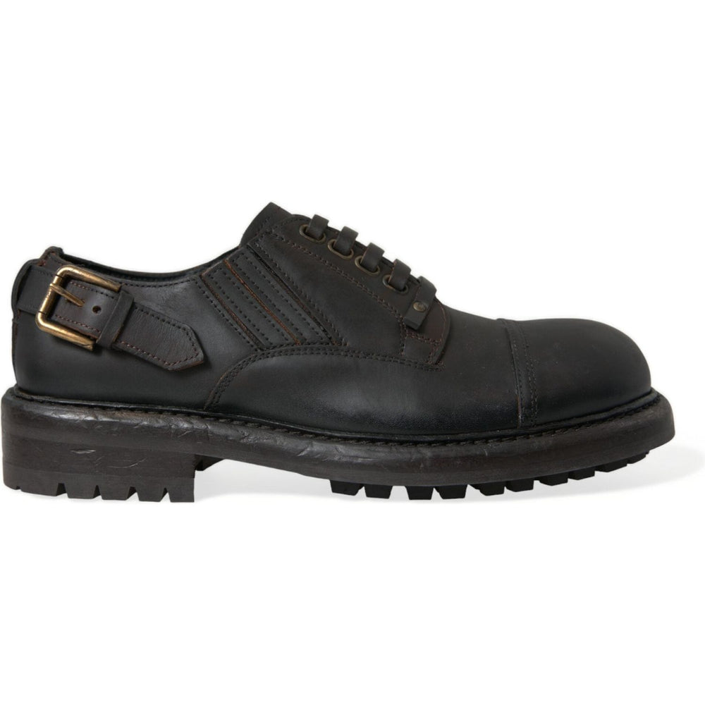 Dolce & Gabbana Brown Leather Lace Up Derby Men Dress Shoes MV5442-45