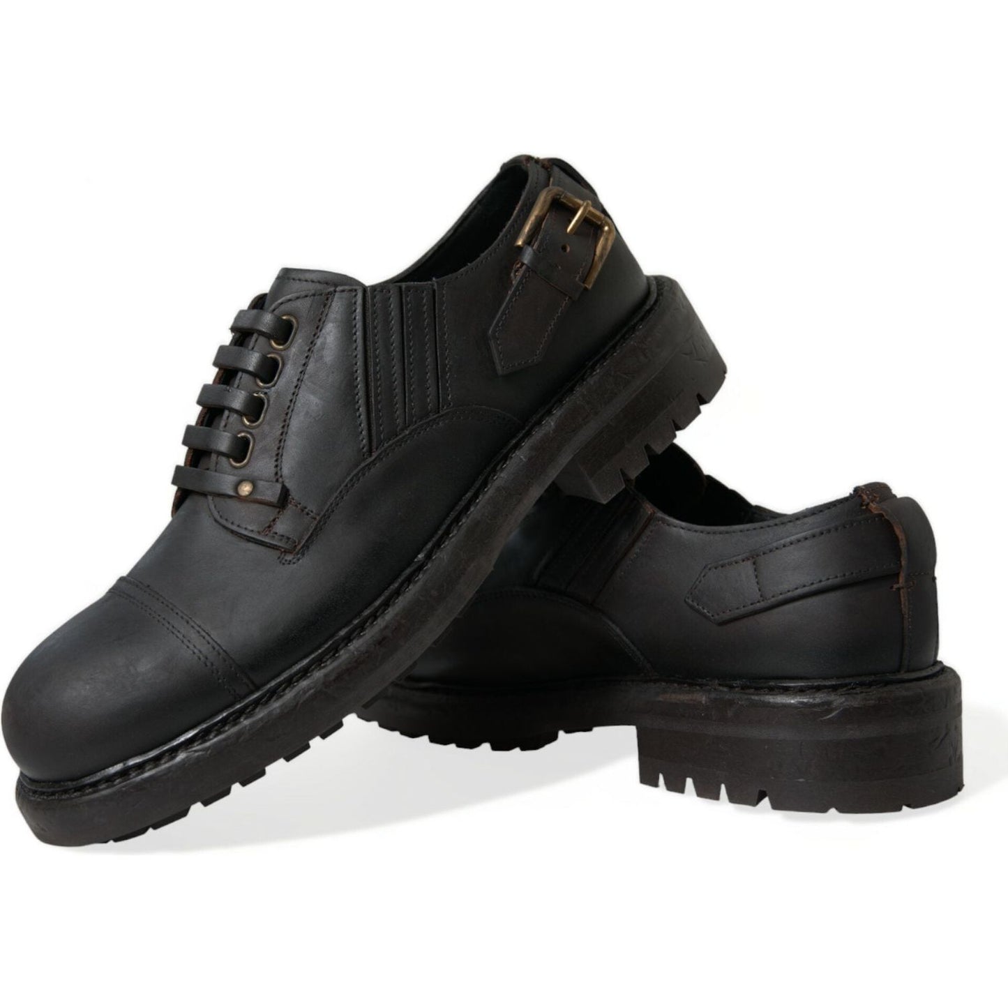 Dolce & Gabbana Brown Leather Lace Up Derby Men Dress Shoes MV5442-45