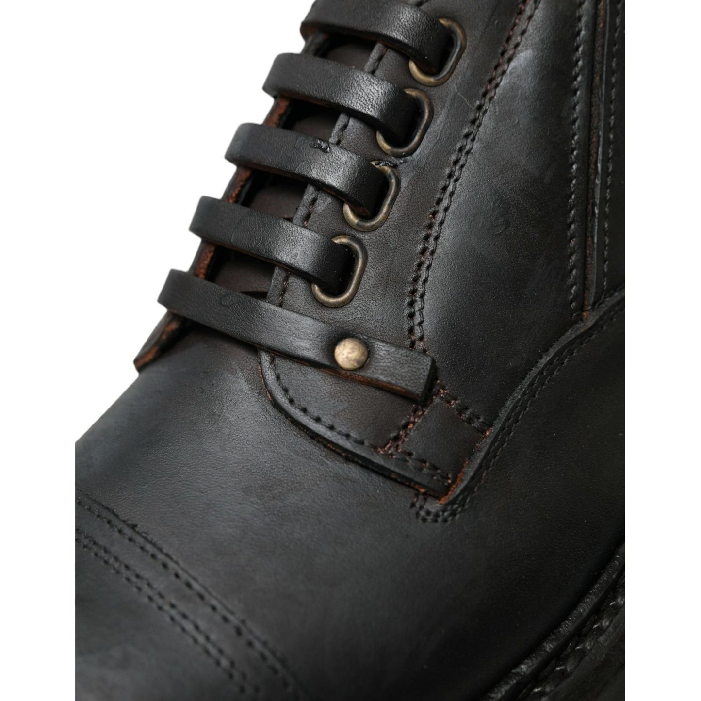 Dolce & Gabbana Brown Leather Lace Up Derby Men Dress Shoes MV5442-45