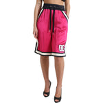 Dolce & Gabbana Pink Viscose Jersey Logo High Waist Shorts PAN74896-40