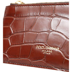 Dolce & Gabbana Brown Alligator Leather Airpods Case Coin Purse Wallet BAG1391