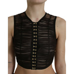 Dolce & Gabbana Brown Embellished Nylon Stretch Cropped Top TSH84290-40