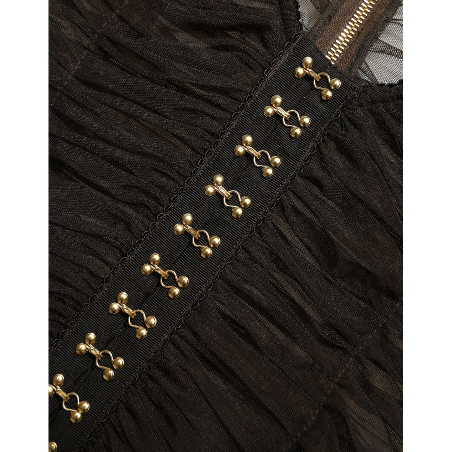 Dolce & Gabbana Brown Embellished Nylon Stretch Cropped Top TSH84290-40