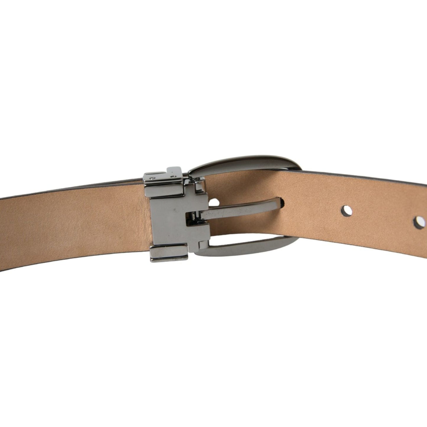 Dolce & Gabbana Dark Brown Leather Silver Metal Buckle Belt BEL9092-90