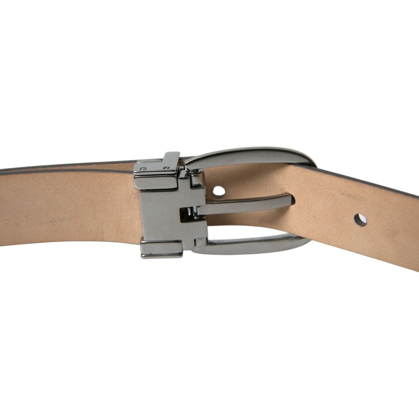 Dolce & Gabbana Dark Brown Leather Silver Metal Buckle Belt BEL9123-110