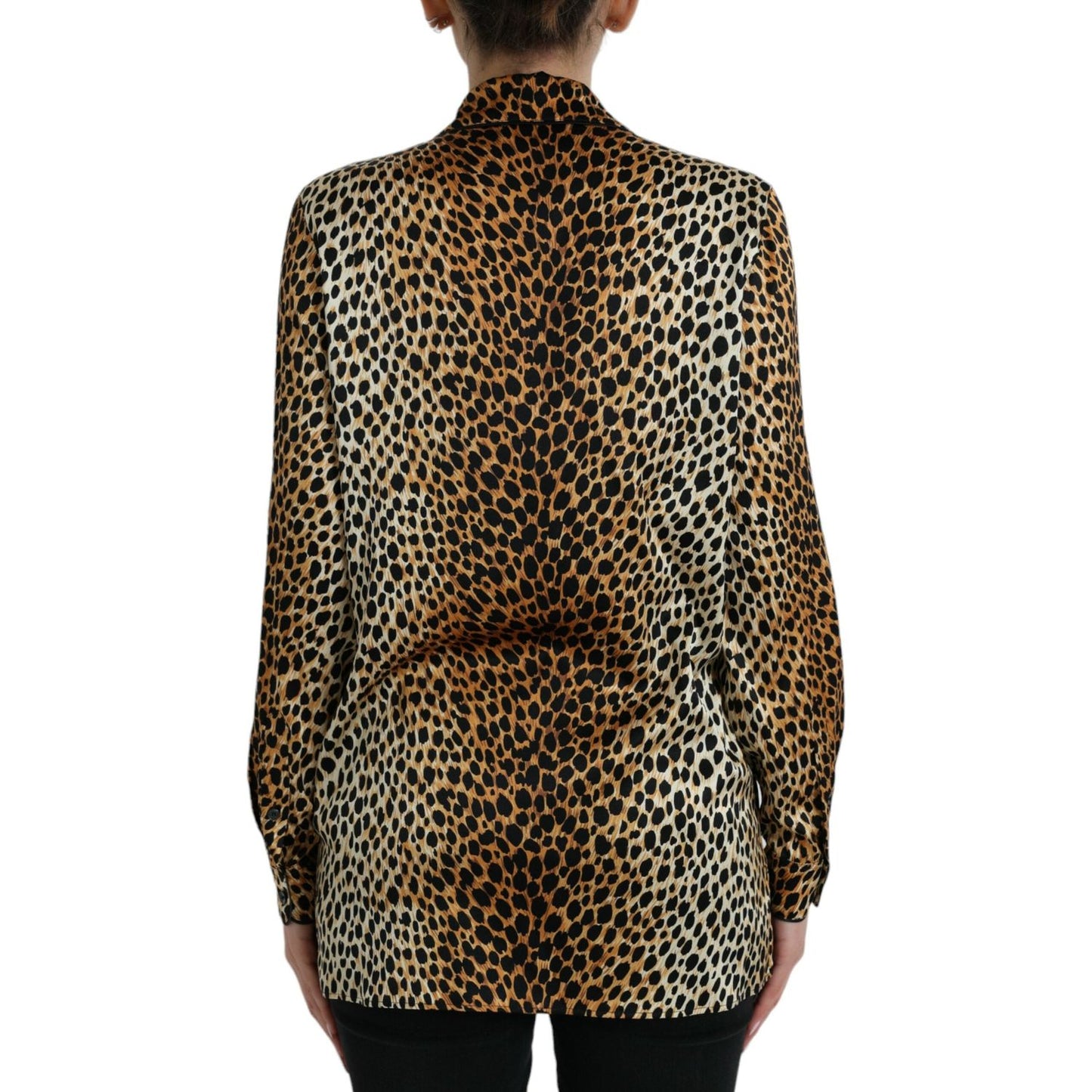 Dolce & Gabbana Brown Leopard Print Long Sleeves Blouse Top TSH84784-40