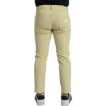 Dolce & Gabbana Yellow Corduroy Logo Plaque Skinny Denim Jeans PAN75073-48