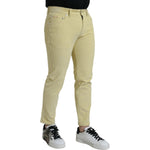 Dolce & Gabbana Yellow Corduroy Logo Plaque Skinny Denim Jeans PAN75073-48