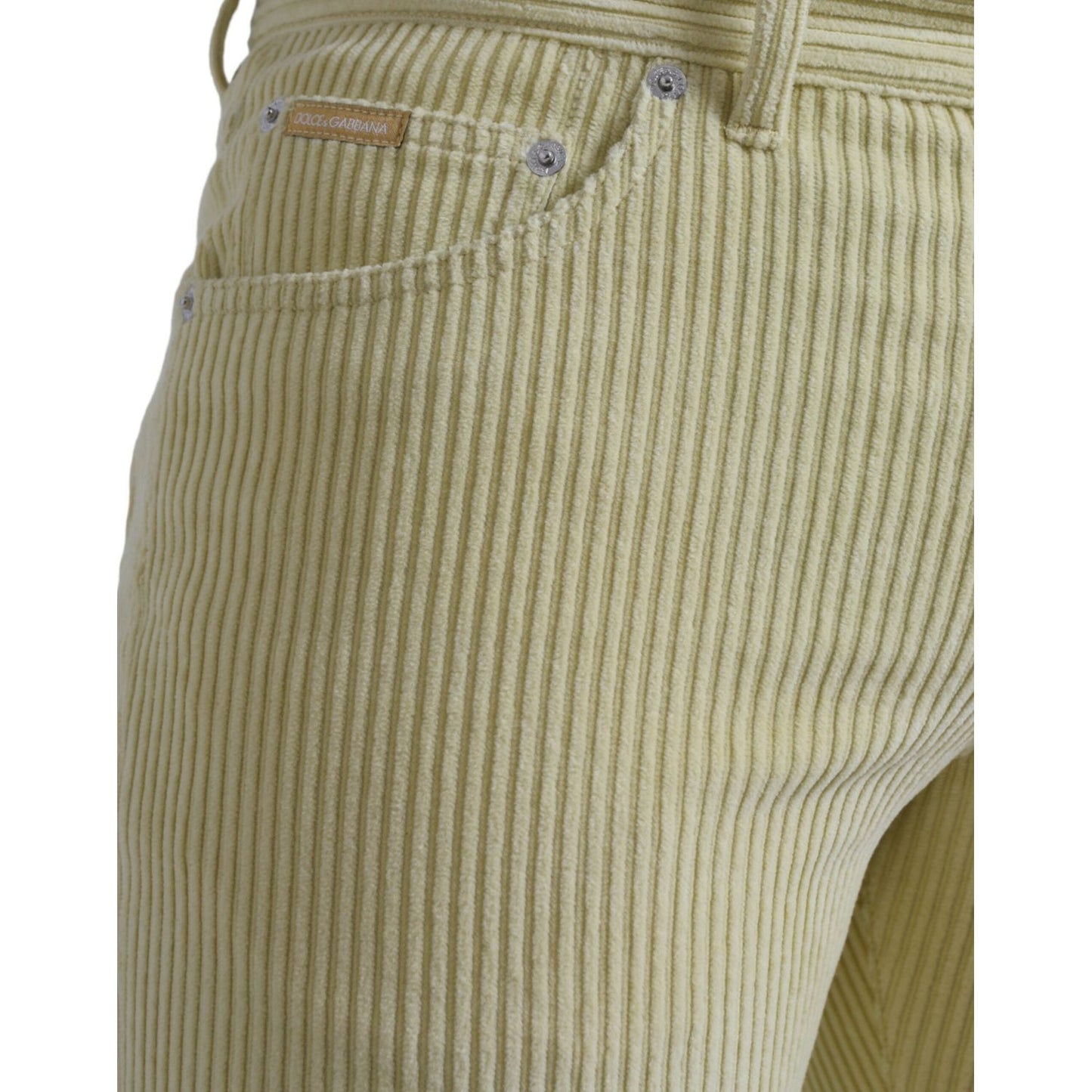 Dolce & Gabbana Yellow Corduroy Logo Plaque Skinny Denim Jeans PAN75073-48