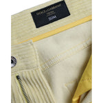 Dolce & Gabbana Yellow Corduroy Logo Plaque Skinny Denim Jeans PAN75073-48