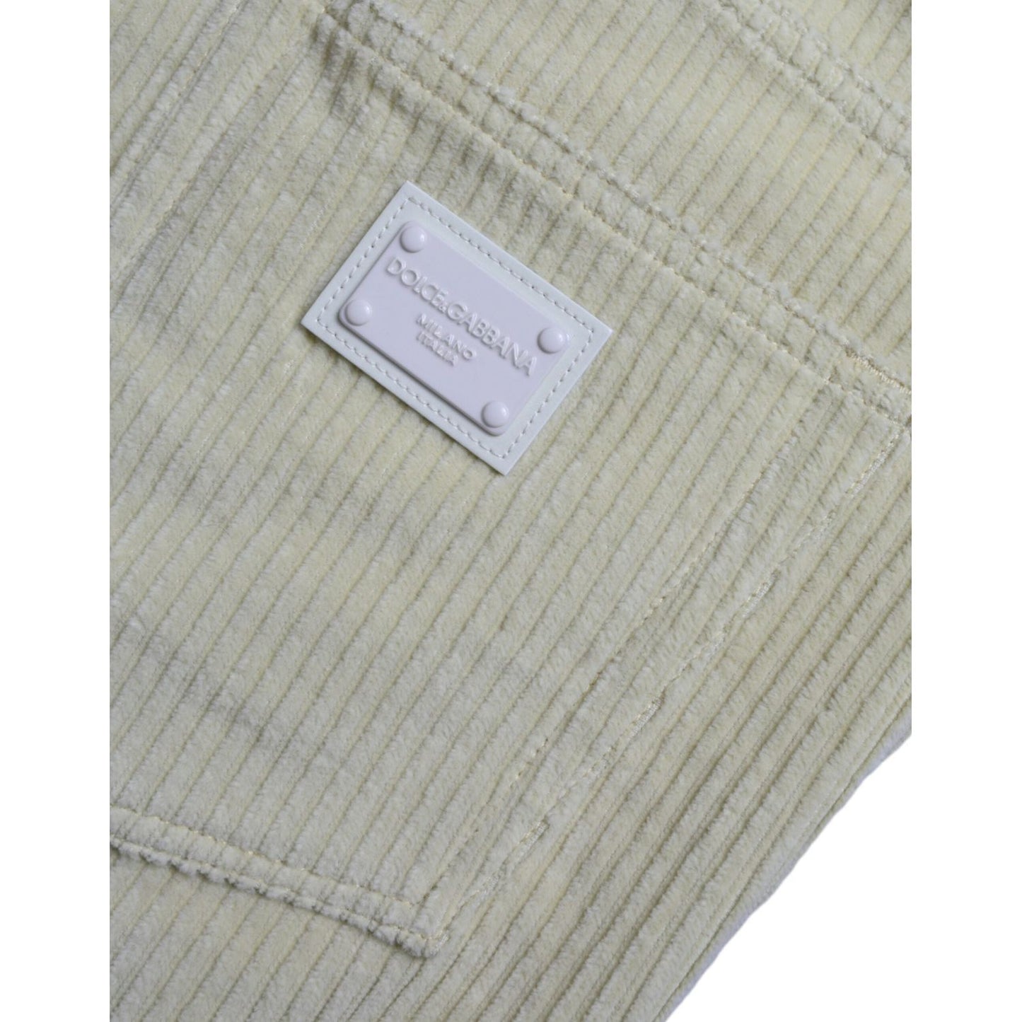 Dolce & Gabbana Yellow Corduroy Logo Plaque Skinny Denim Jeans PAN75073-48