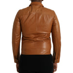 Dolce & Gabbana Brown Lamb Leather Full Zip Blouson Jacket JKT4047-44