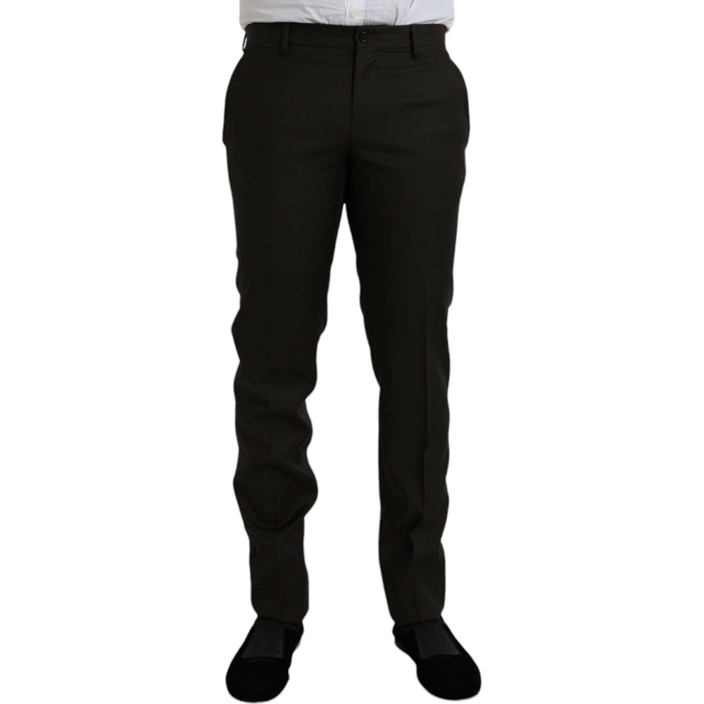 Dolce & Gabbana Dark Brown Wool Slim Fit Formal Pants PAN75302-48