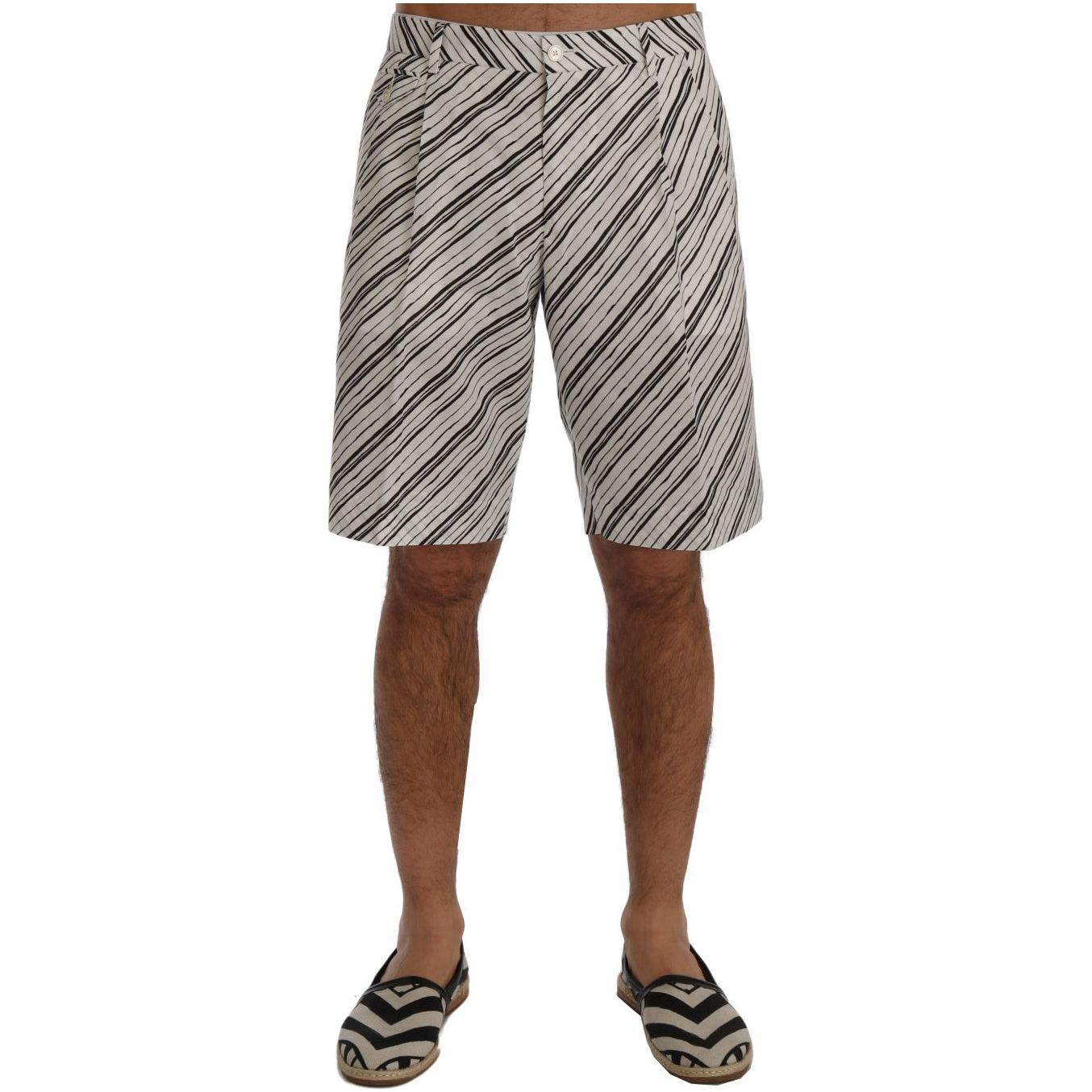 Dolce & Gabbana White Black Striped Casual Shorts