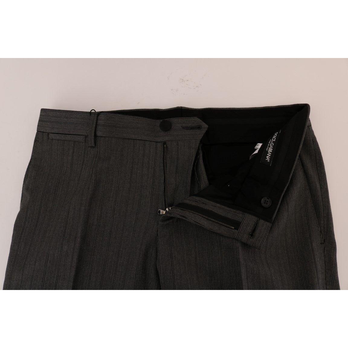 Dolce & Gabbana Gray Wool Striped Formal Pants PAN60729-4