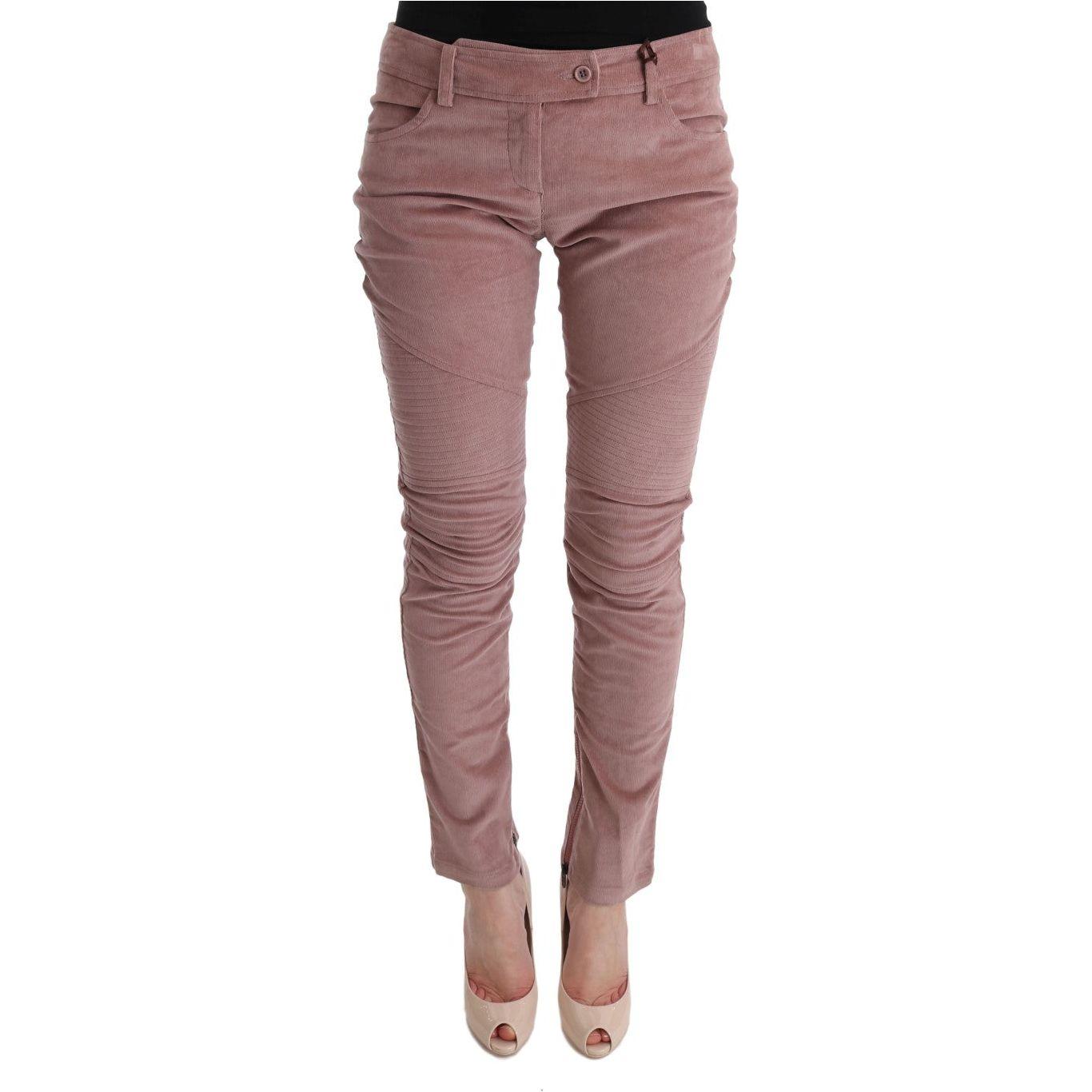 Ermanno Scervino Pink Velvet Cropped Casual Pants SIG30315-1