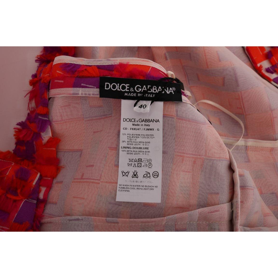 Dolce & Gabbana Pink Patterned A-line Above Knees Dress DR1020-40