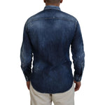Dsquared² Blue Washed Collared Men Casual Long Sleeves Shirt TSH83558-48