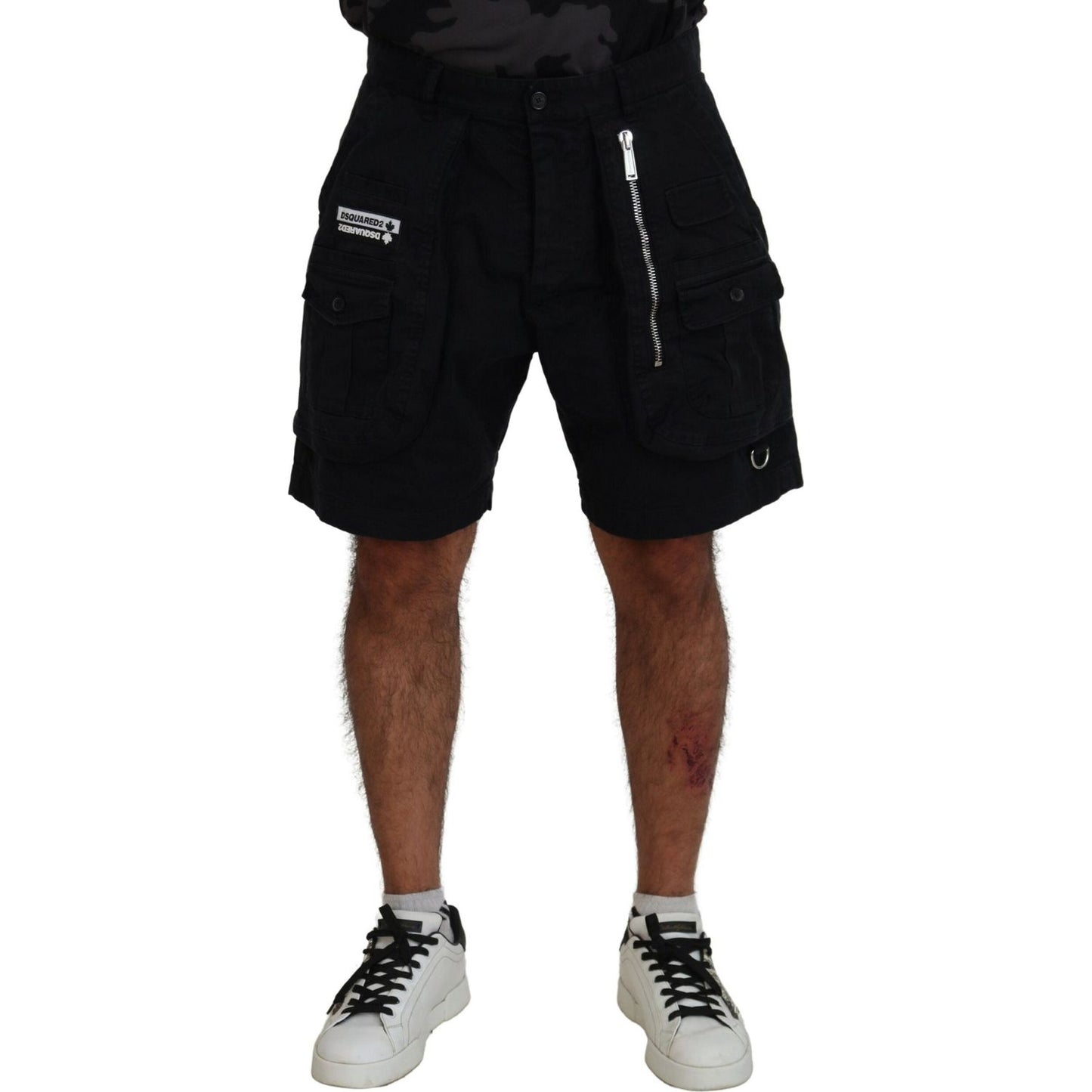 Dsquared² Black Cotton Cargo Boxer Above Knee Shorts PAN74464-48