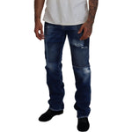 Dsquared² Blue Washed Patchwork Straight Fit Denim Jeans PAN74374-48