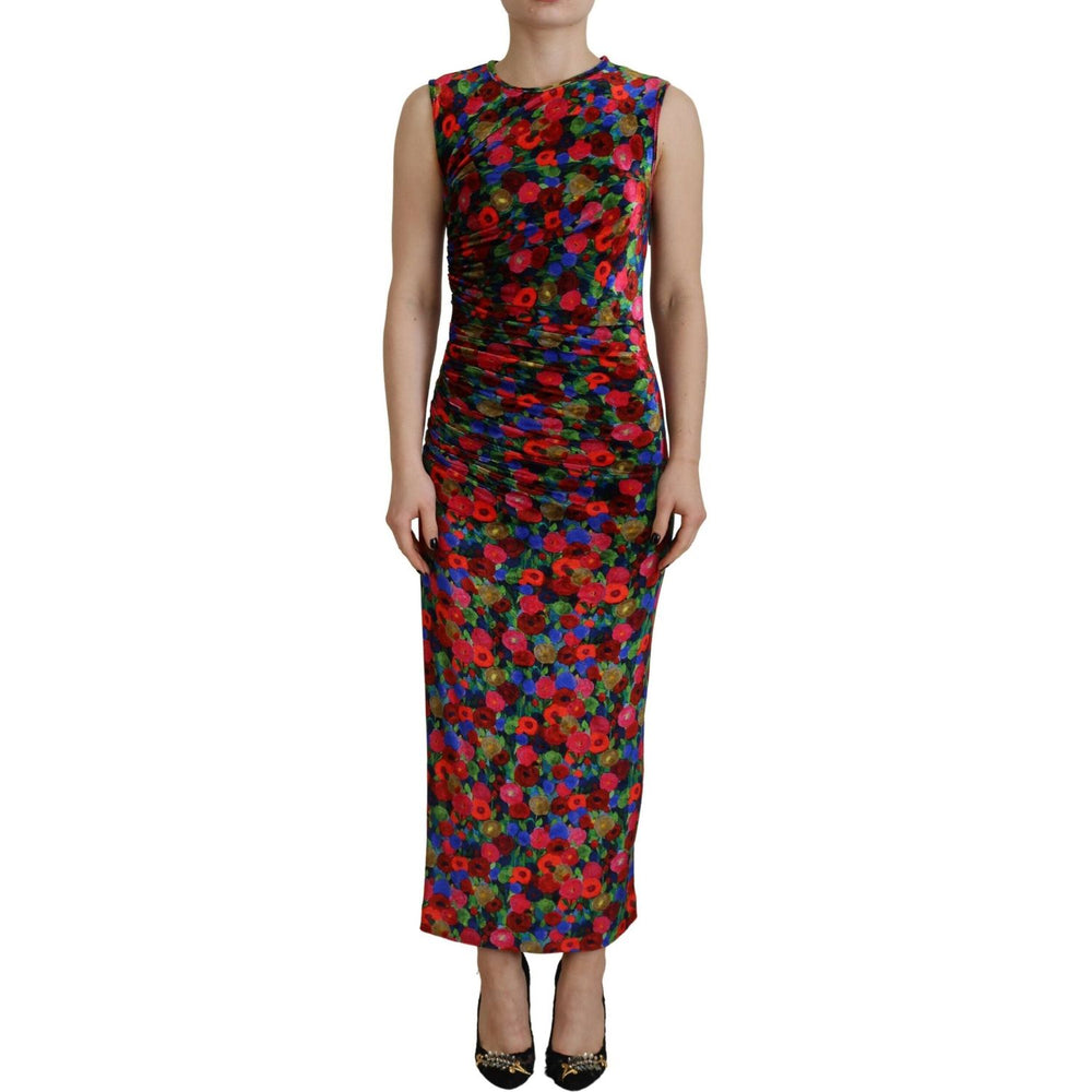 Dsquared² Multicolor Floral Bodycon Ruched Maxi Dress DR28831-38