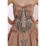 Dolce & Gabbana Crystal Pink Silk Chandelier Ball Gown Dress DR1667