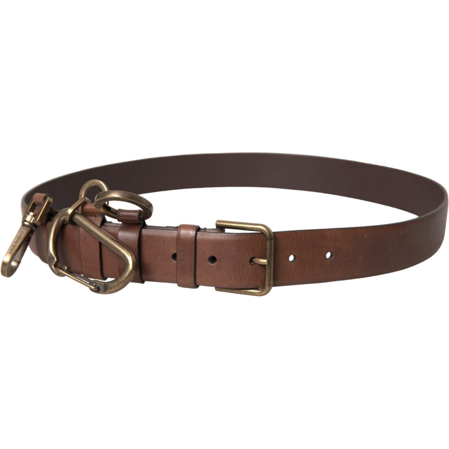 Dolce & Gabbana Brown Calf Leather Gold Metal Buckle Belt Men BEL9213-90
