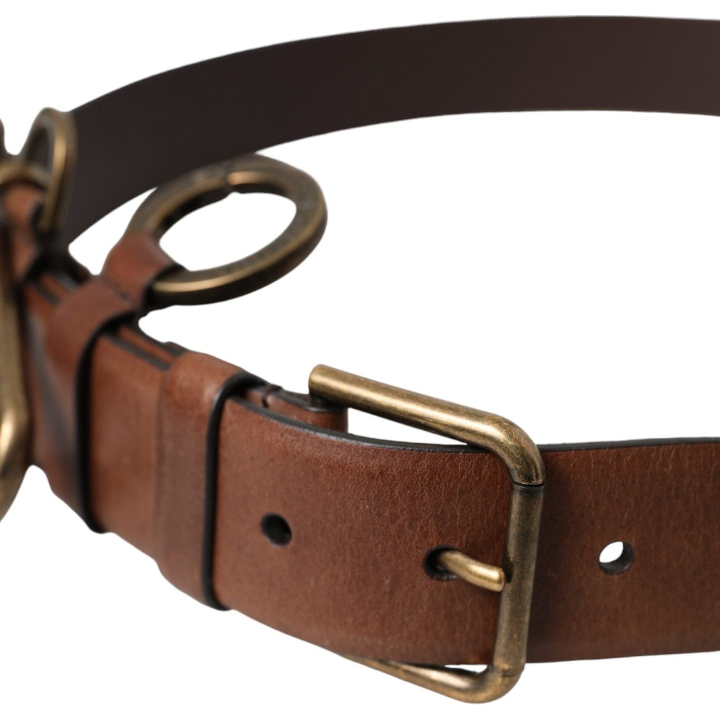 Dolce & Gabbana Brown Calf Leather Gold Metal Buckle Belt Men BEL9213-90