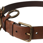 Dolce & Gabbana Brown Calf Leather Gold Metal Buckle Belt Men BEL9213-90