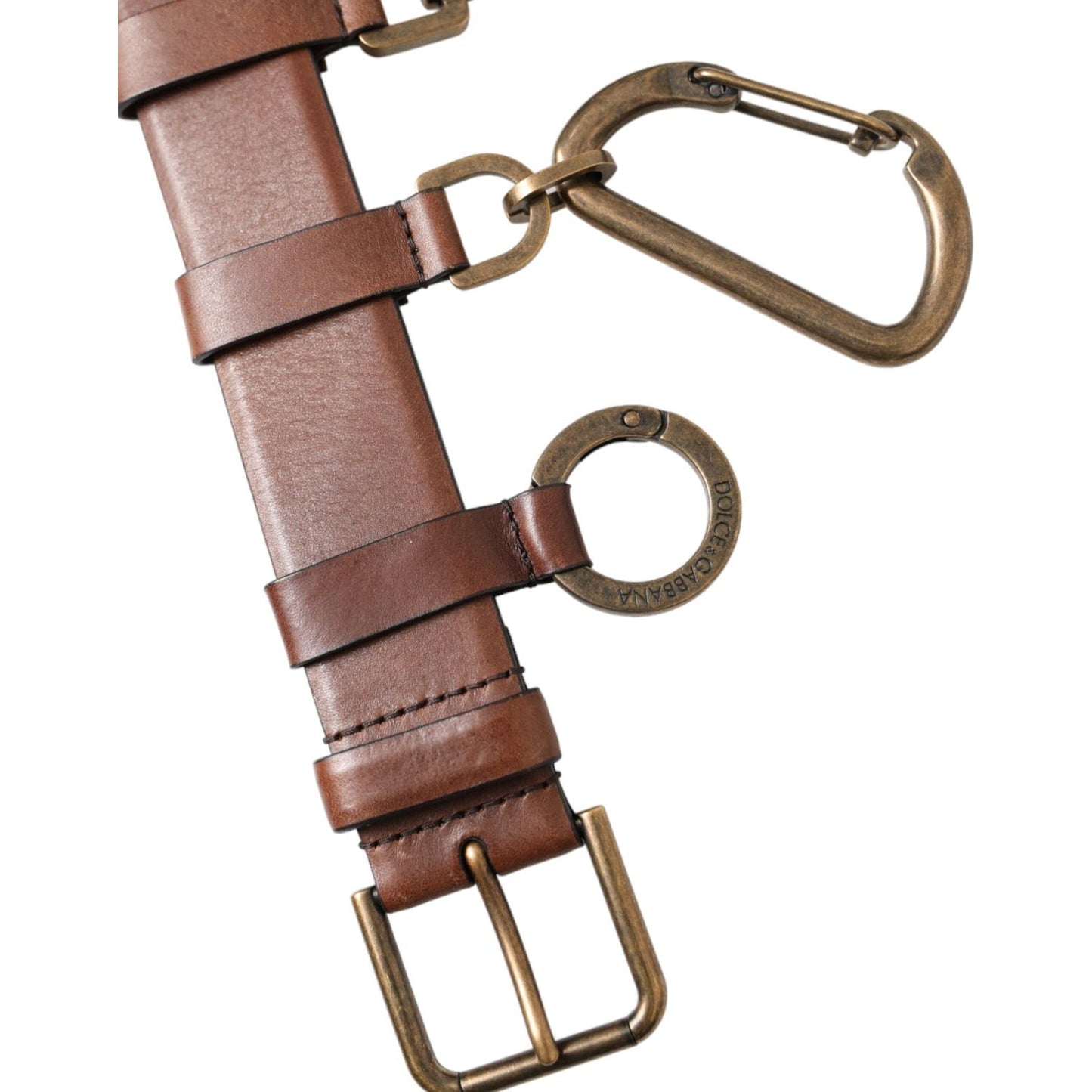 Dolce & Gabbana Brown Calf Leather Gold Metal Buckle Belt Men BEL9213-90