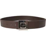 Dolce & Gabbana Brown Calf Leather Square Metal Buckle Belt WMB469-80
