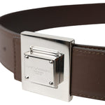 Dolce & Gabbana Brown Calf Leather Square Metal Buckle Belt WMB469-80