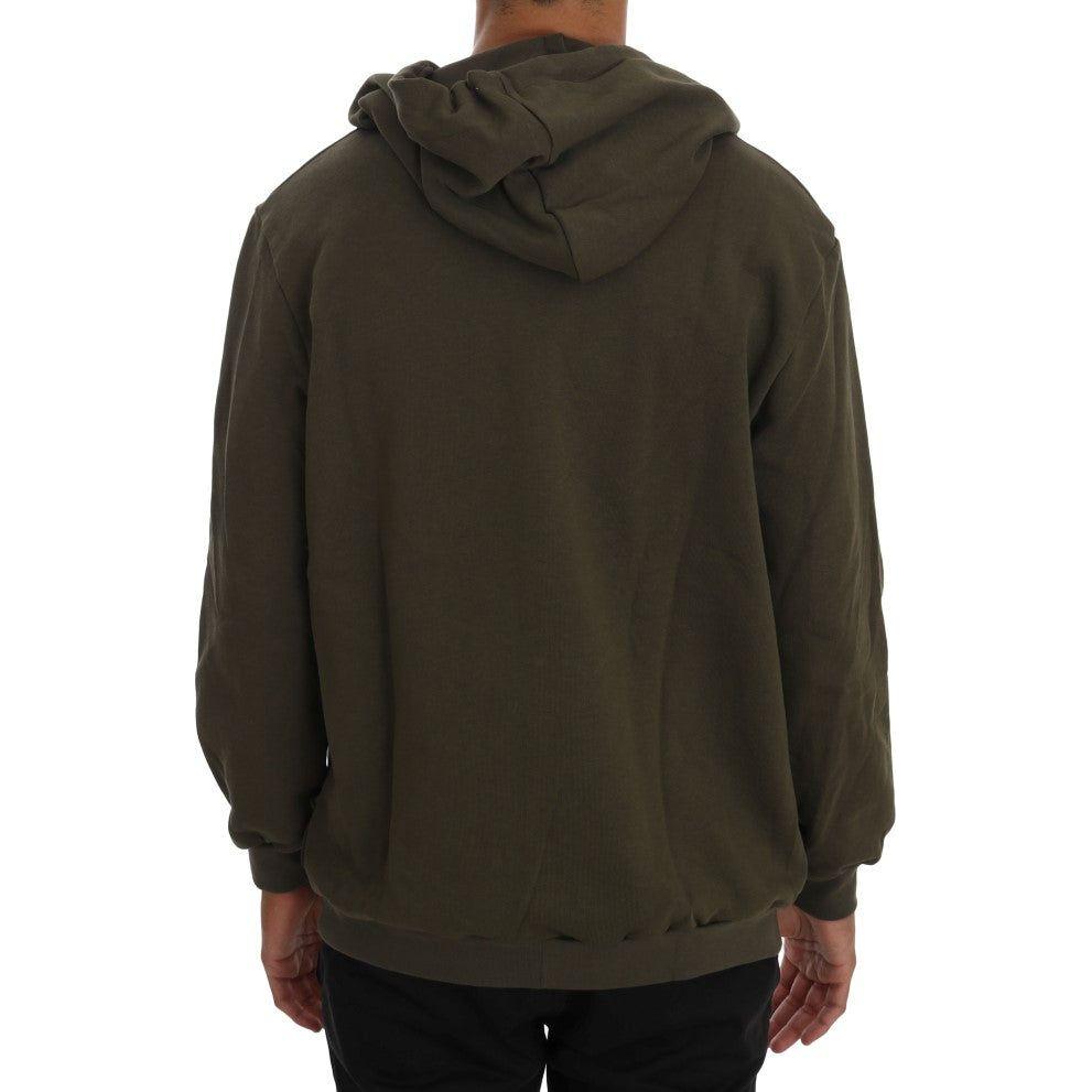 Daniele Alessandrini Green Full Zipper Hodded Cotton Sweater TSH1345-4