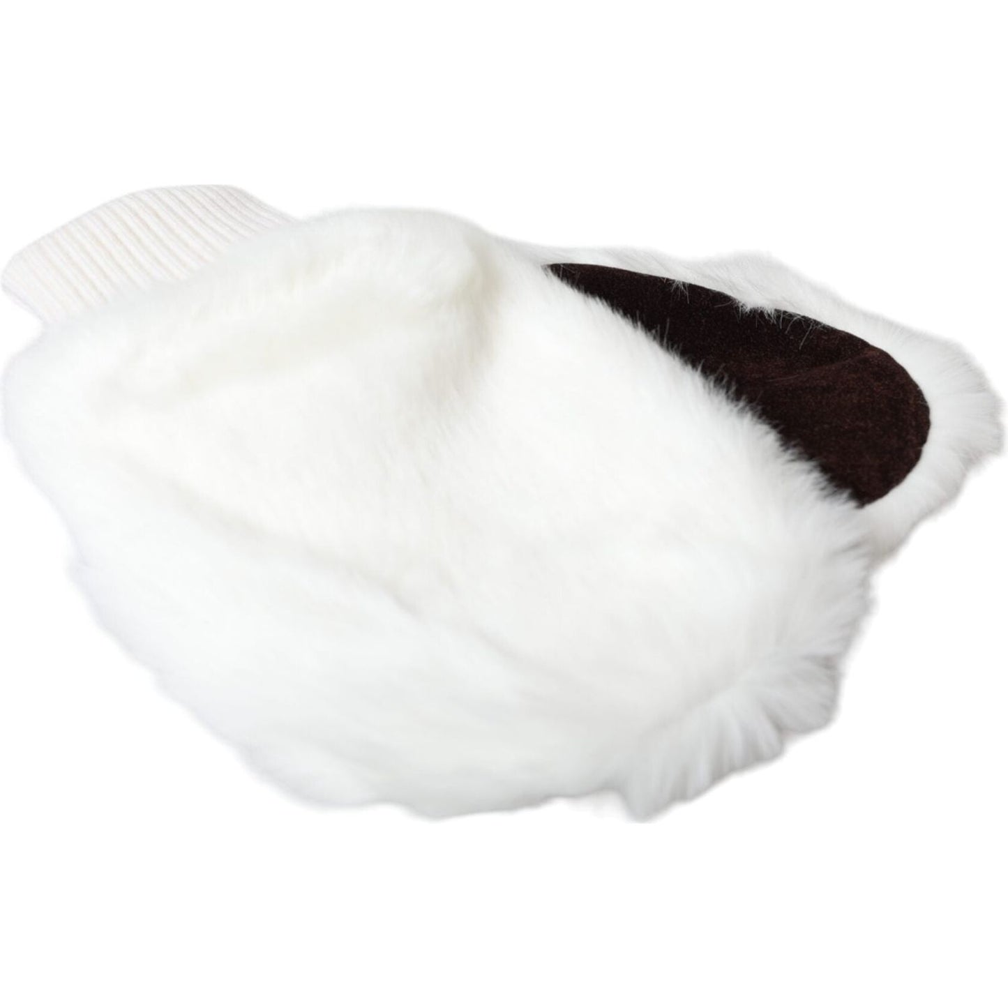 Dolce & Gabbana White Acrylic Knitted Fur Wrist Mitten Gloves LB30135