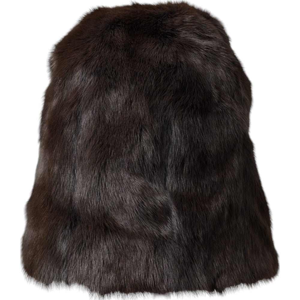 Dolce & Gabbana Brown Weasel Fur Womens Cashmere Hat Beanie HAT9563-58