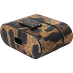 Dolce & Gabbana Brown Leopard Calf Leather Metal Logo Plaque Airpods Case SMY10285