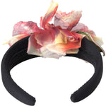Dolce & Gabbana Rose Pink Silk Floral Black Tiara Women Hairband Diadem SMY10183