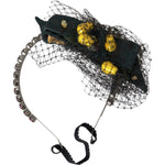 Dolce & Gabbana Black Lemons Sicily Purple Crystal Net Headband Diadem SMY10232