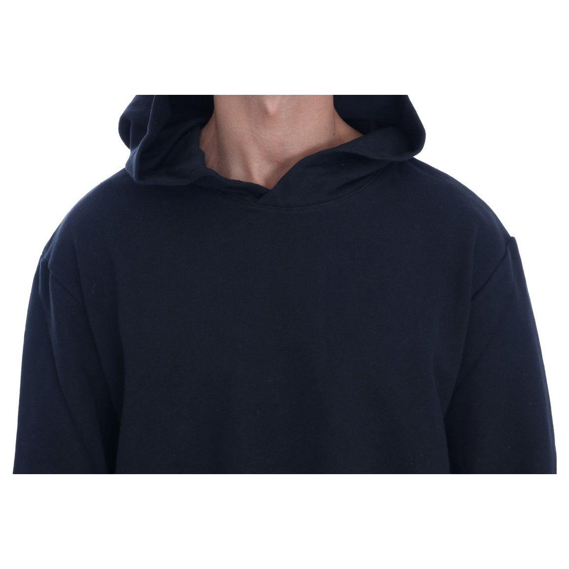 Daniele Alessandrini Black Gym Casual Hooded Cotton Sweater TSH1503-5
