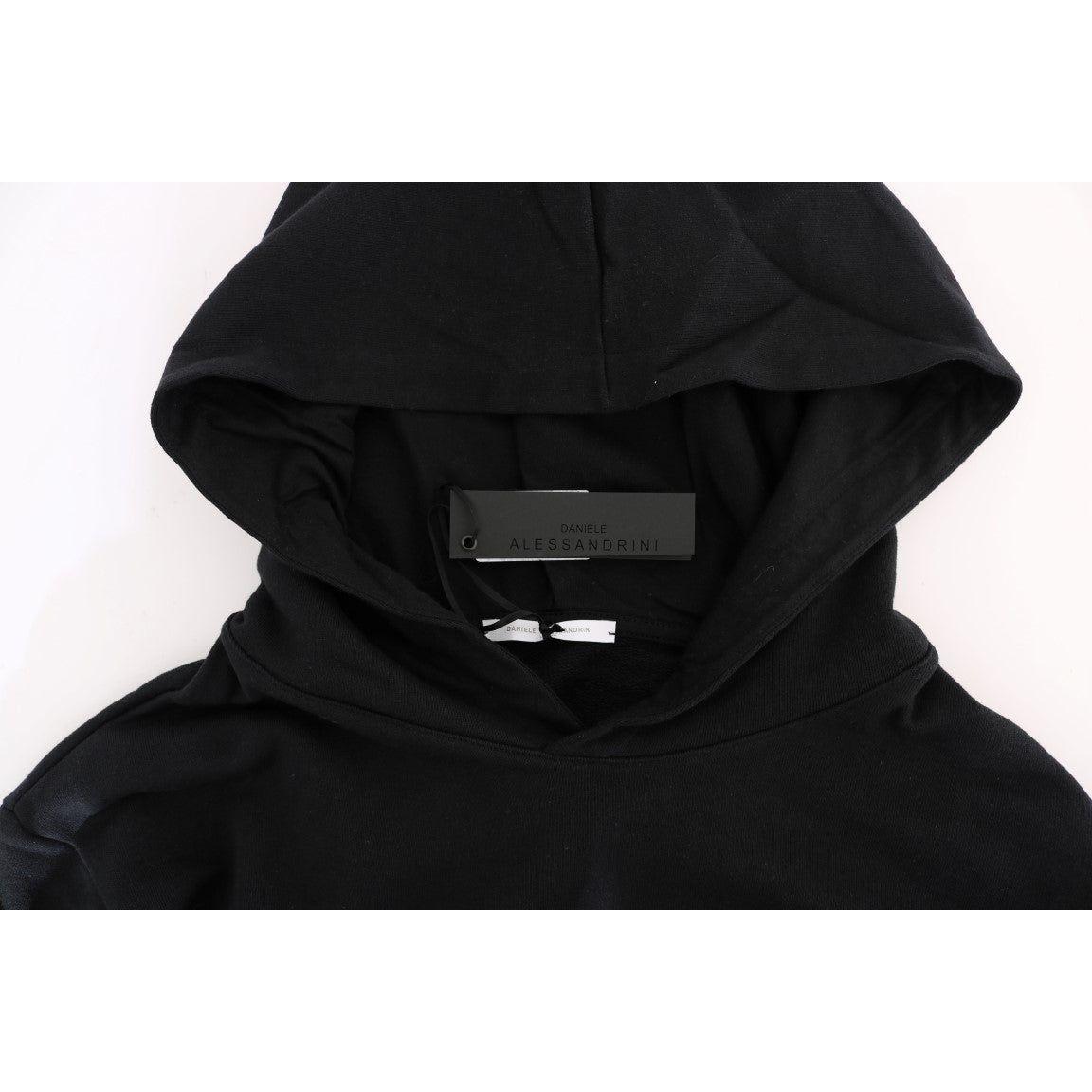 Daniele Alessandrini Black Gym Casual Hooded Cotton Sweater TSH1503-5