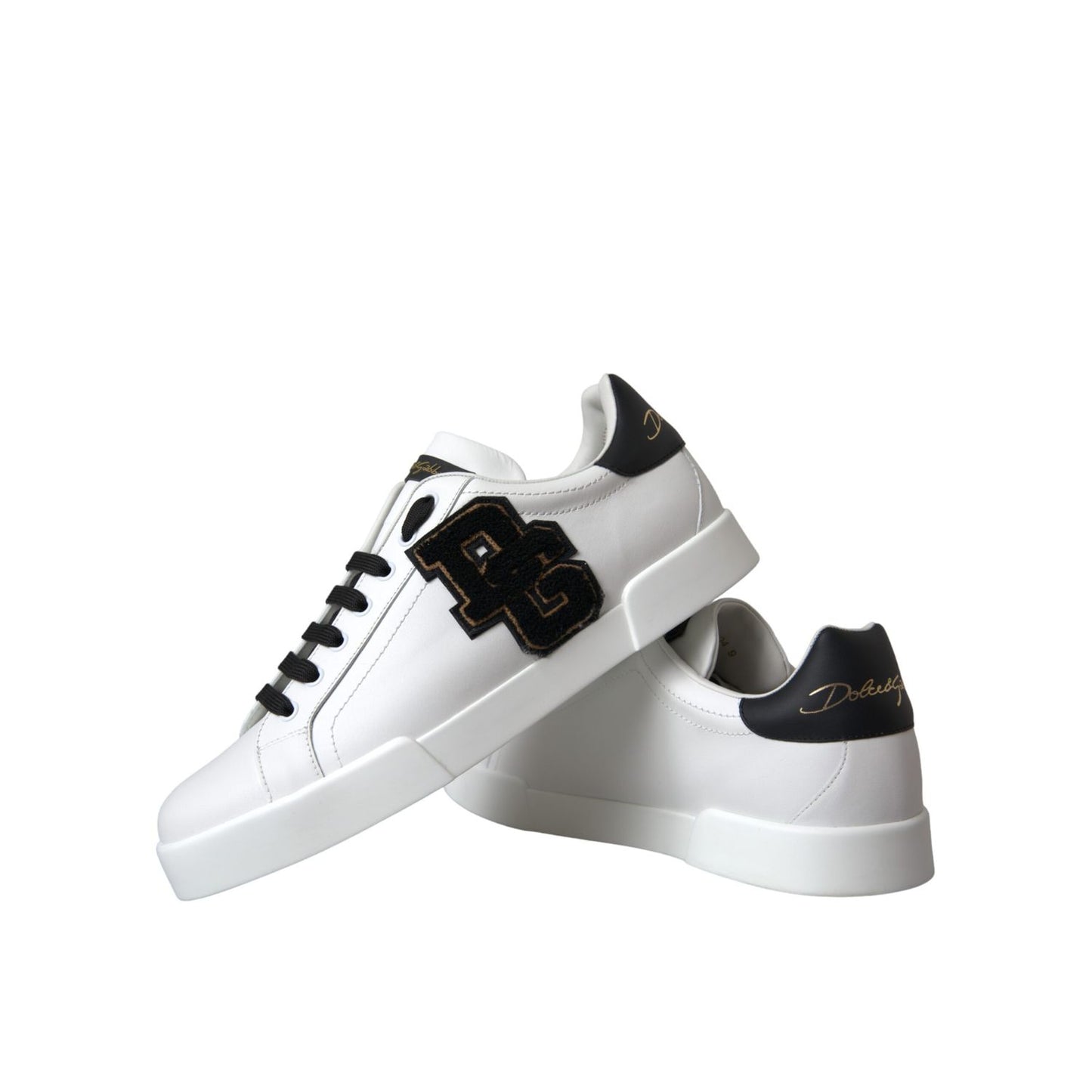 Dolce & Gabbana White Leather DG Logo Casual Low Top Sneakers Shoes