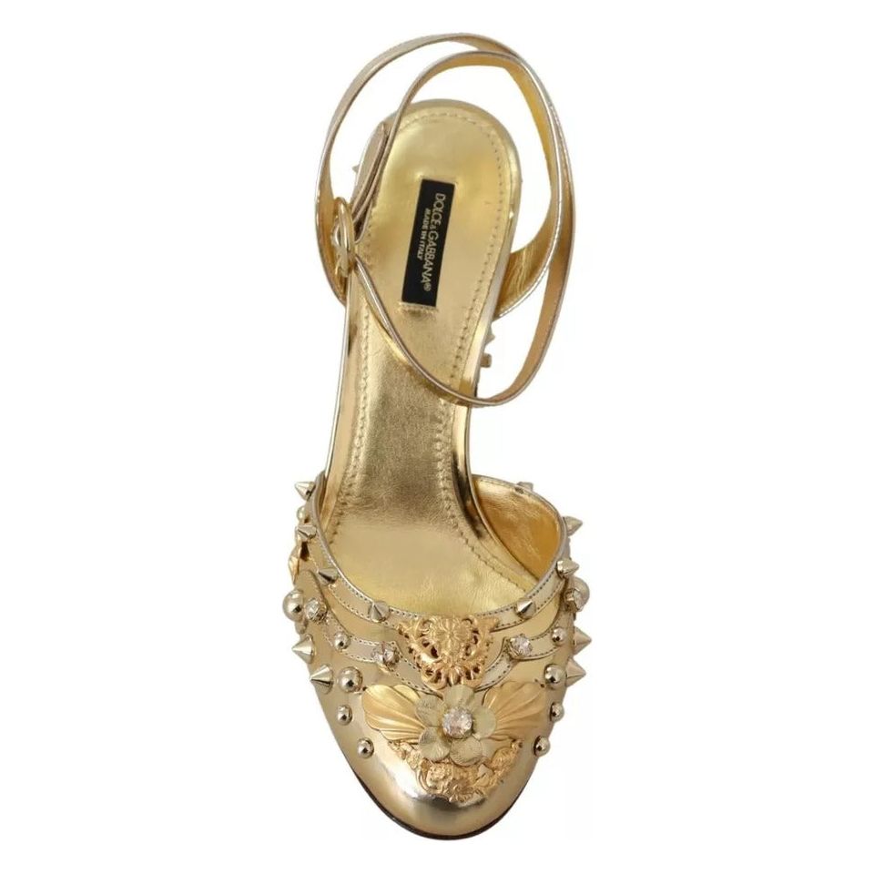 Dolce & Gabbana Gold Studs Vally Slingback Sandals Shoes LA8939-36