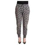Dolce & Gabbana Gray Leopard Print Sweatpants Jogger Pants