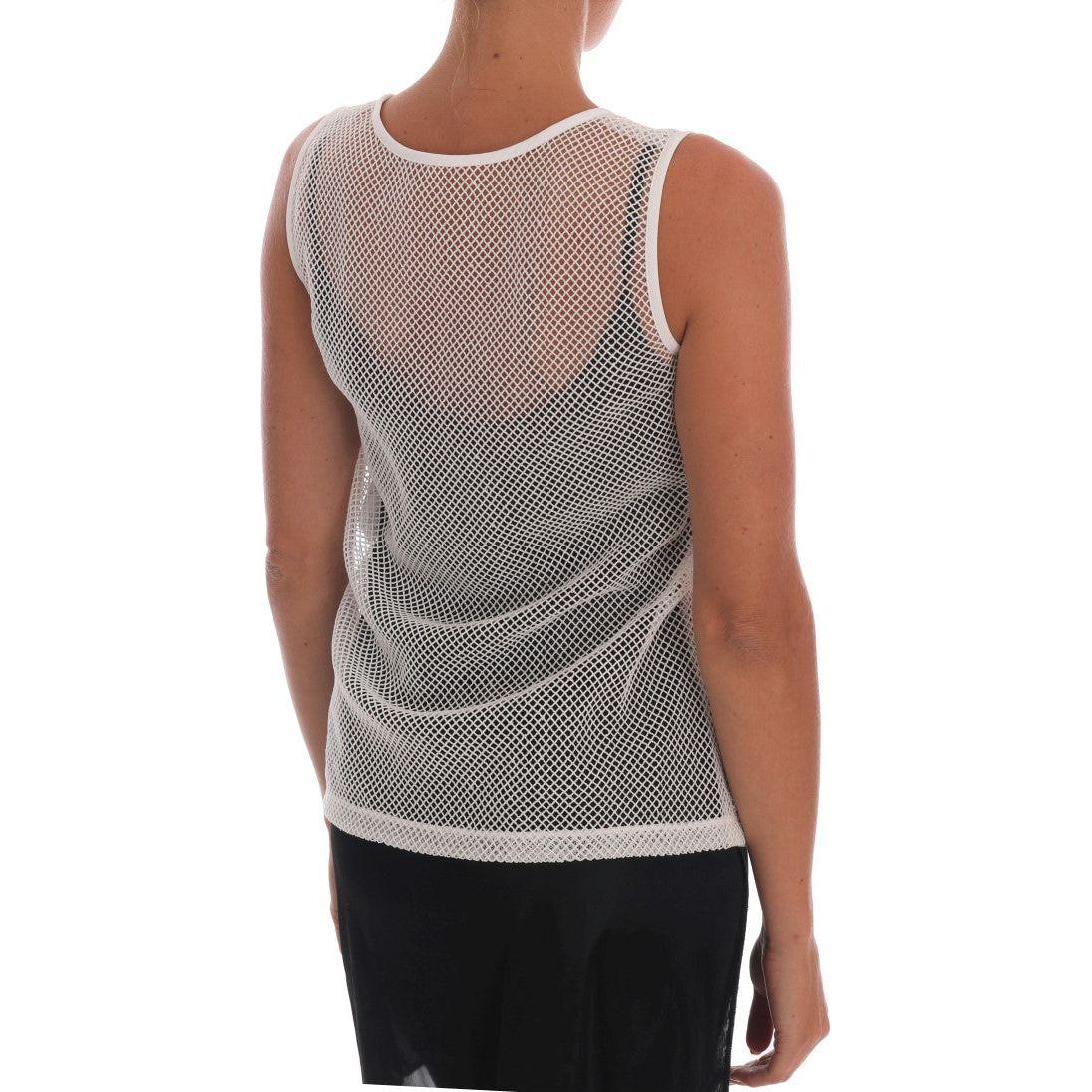 Dolce & Gabbana White Net Tank Transparent Top