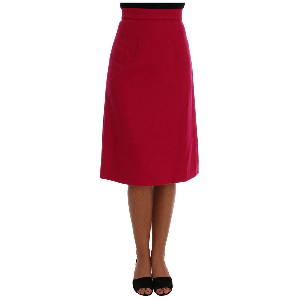 Dolce & Gabbana Pink Wool Knee Long A-Line Skirt SKI1084-3