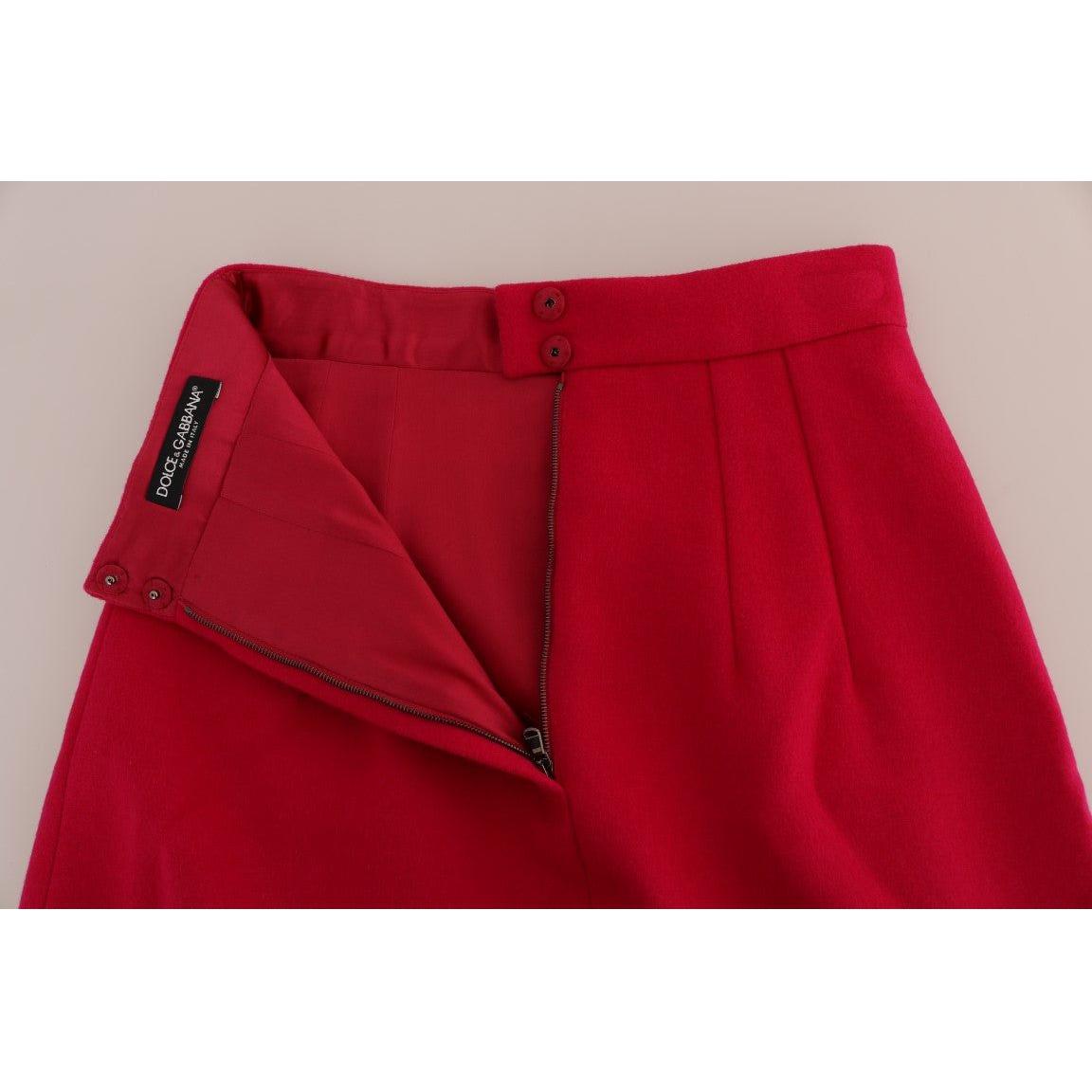 Dolce & Gabbana Pink Wool Knee Long A-Line Skirt SKI1084-3