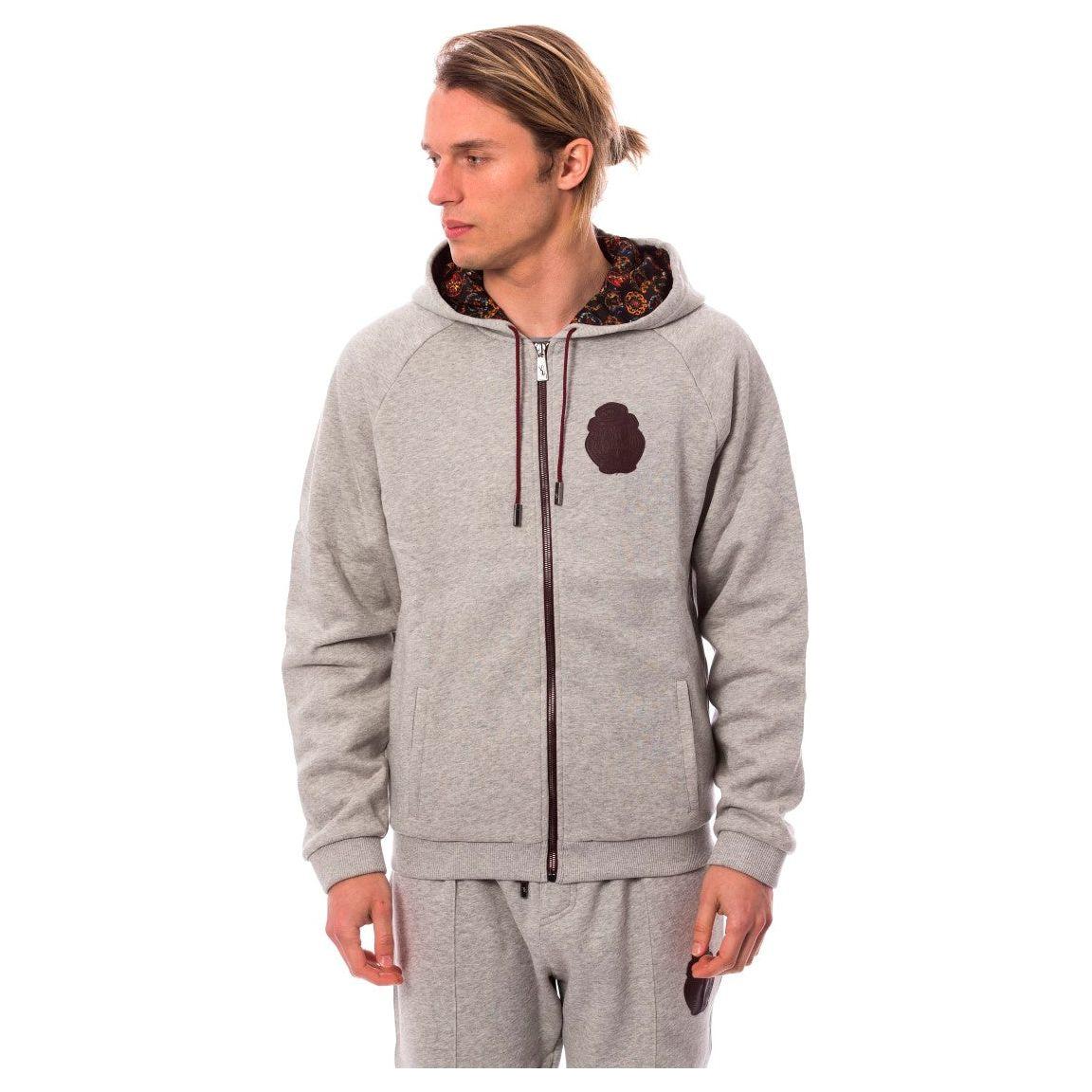 Billionaire Italian Couture Gray Cotton Hooded Sweatsuit TSH1602-5