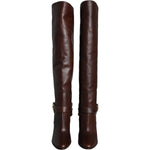Dolce & Gabbana Brown Leather Gold Tone Logo High Boots Shoes LA11537-36
