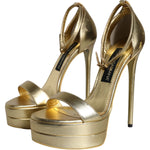 Dolce & Gabbana Gold Leather Platform Keira Sandals Shoes LA11422-38
