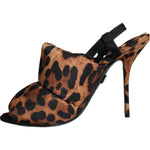 Dolce & Gabbana Brown Leopard Keira Slingback Sandals Shoes LA11520-36.5